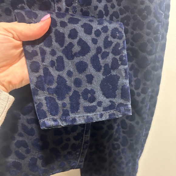 True Religion Size 26 Halle mid rise Super Skinny Leopard Flock Jeans Blue - Picture 2 of 8